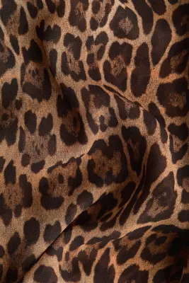 Blouse avec col cravate - Beige/imprimé léopard — photo 4