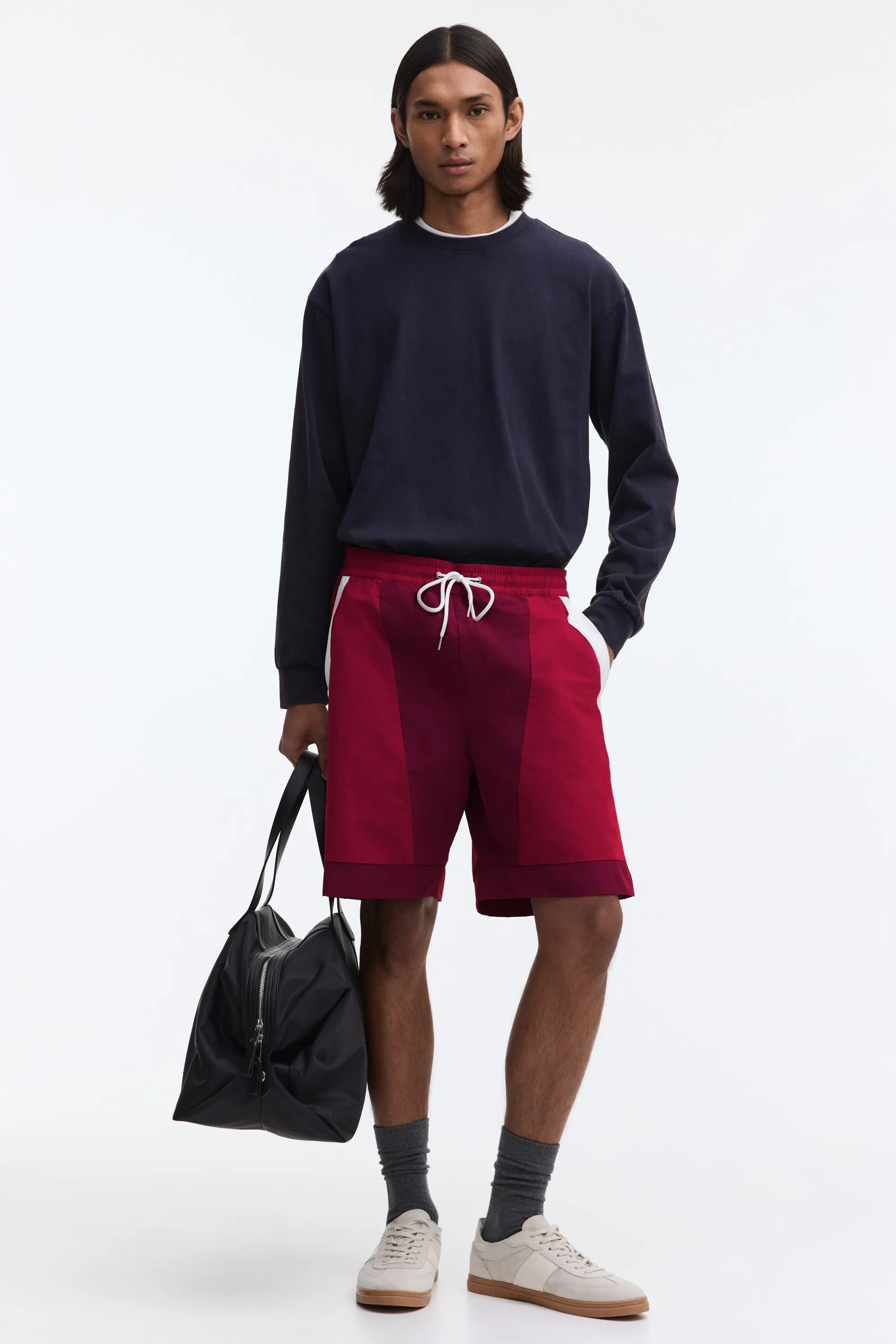 Short de survêtement Loose Fit - Bordeaux/color block