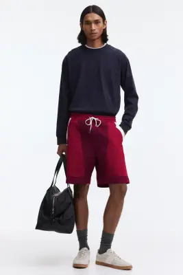 Short de survêtement Loose Fit - Bordeaux/color block — photo 1