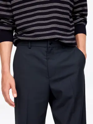 Pantalon ample en laine légère - Bleu foncé — photo 3