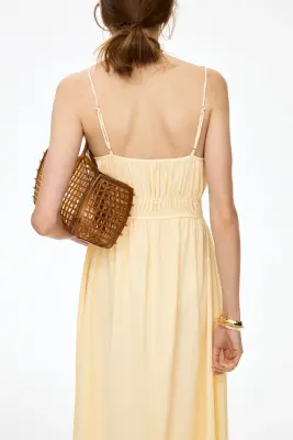 Robe en jersey froissé - Jaune — photo 3