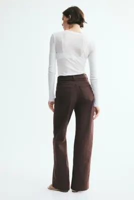Wide High Waist Jeans - Marron foncé — photo 3