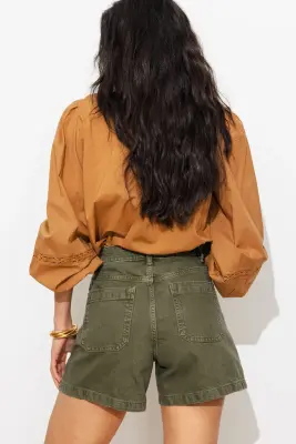 Short en jean de couleur Femme — photo 4