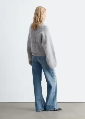 Pull à mailles torsadées de mohair mélangé - Gris — photo 5