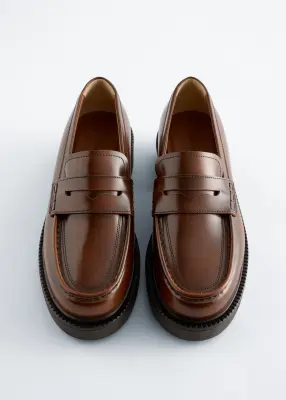 Mocassins en cuir épais - Marron Clair — photo 3
