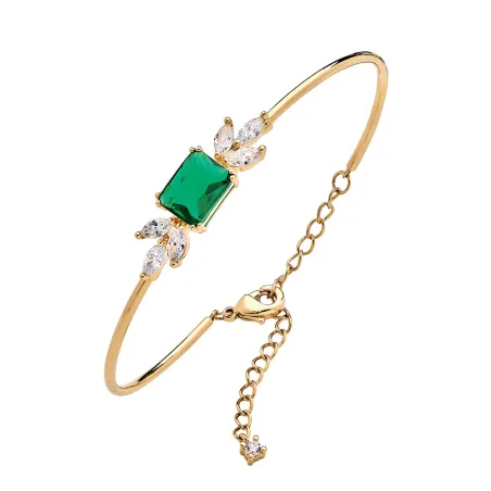 Bracelet Plaqué or - Oxyde de Zirconium vert et blanc Go Mademoiselle 605606