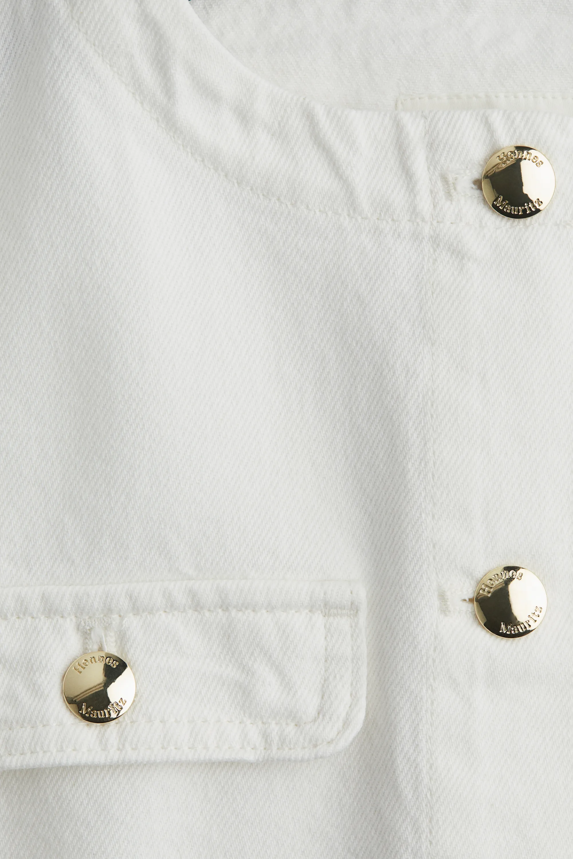 Veste sans col en denim - Blanc
