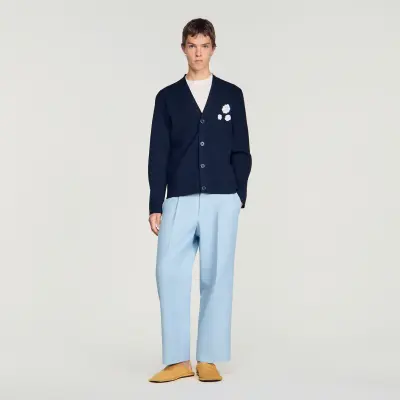 Cardigan en maille à fleur