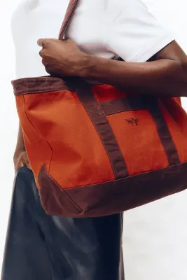 Tote bag en toile - Orange foncé/bordeaux — photo 2