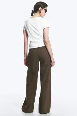 Pantalon de costume évasé taille basse - Rayure marron — photo 2