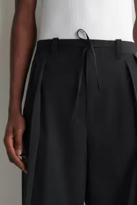 PANTALON LARGE DÉCONTRACTÉ EN COTON - NOIR — photo 3