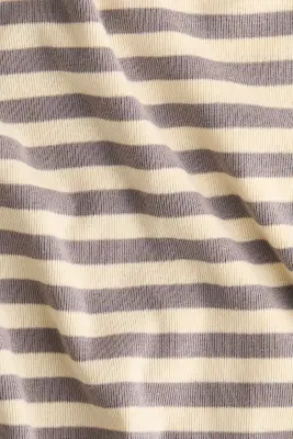 Boat-neck cotton top - Jaune clair/rayé — photo 4