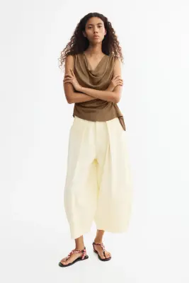 Top asymétrique à effet drapé - Beige foncé — photo 1