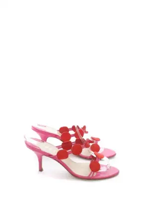 Sandales PETRA FIRENZE à petits talon en cuir rose fuchsia et suede rouge Taille 37 — photo 1