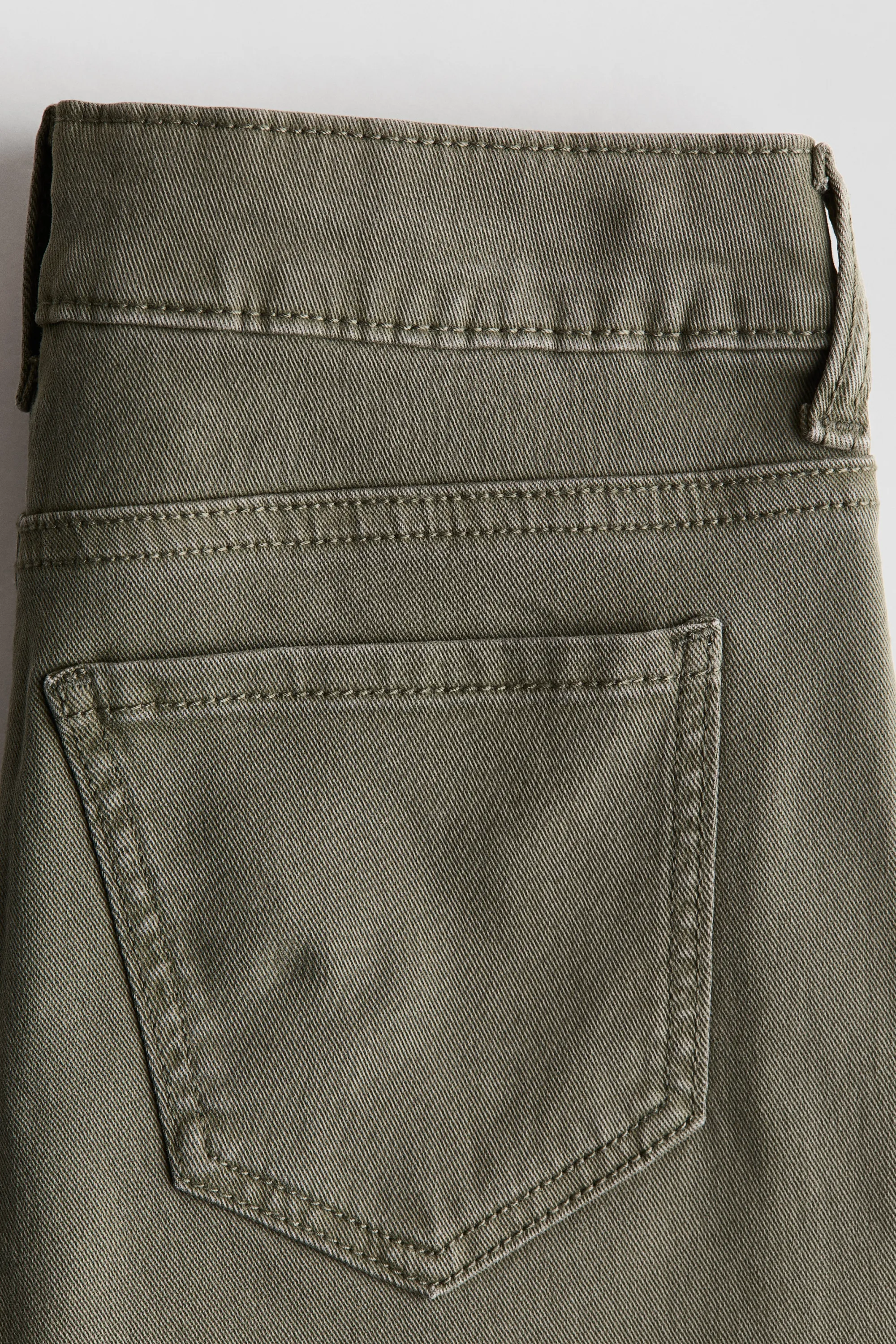 Pantalon à jambes larges en twill - Vert kaki