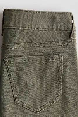Pantalon à jambes larges en twill - Vert kaki — photo 1