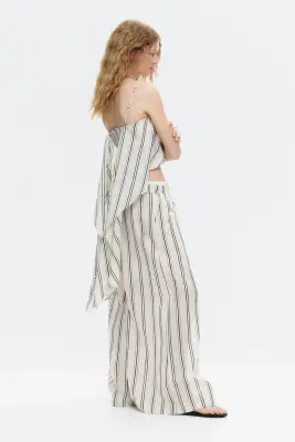 Crop top superposé - Crème/rayé — photo 3