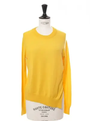 Pull en laine, soie et cachemire jaune doré col rond RRP 390€ Taille 36 — photo 1