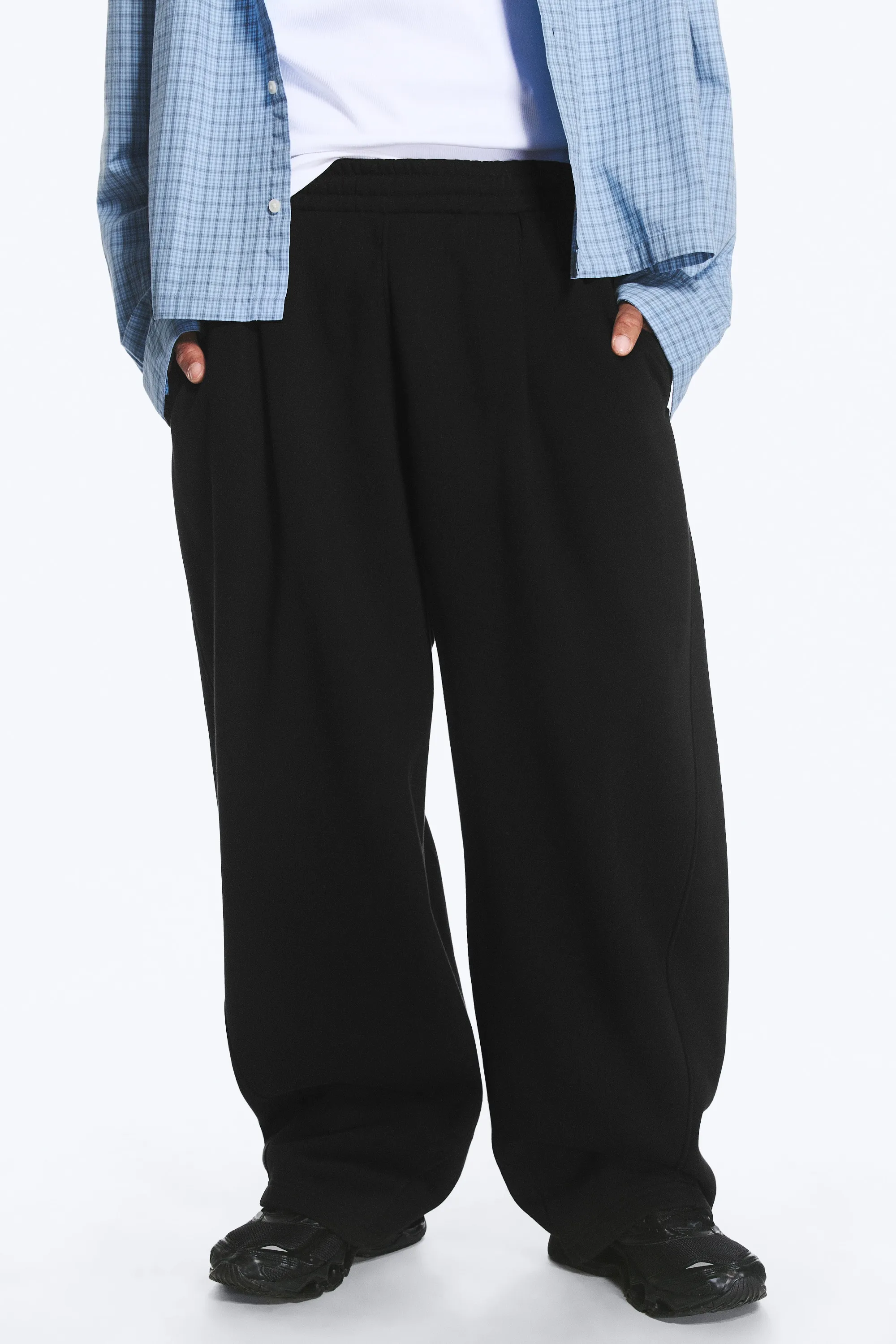 Pantalon de jogging ample à plis - Noir foncé