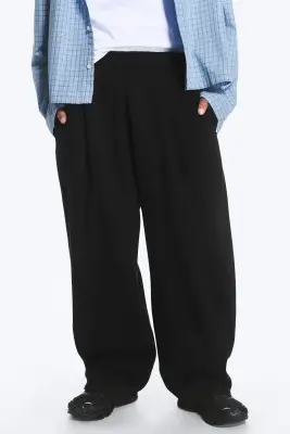 Pantalon de jogging ample à plis - Noir foncé — photo 1