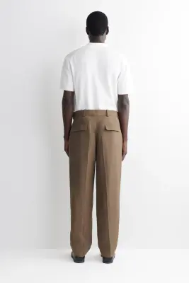PANTALON FUSEAU DÉCONTRACTÉ EN LIN - SABLE — photo 4