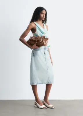 Jupe midi en jean - Bleu clair — photo 1