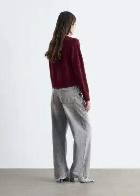 Cardigan en maille fine - Rouge foncé — photo 5
