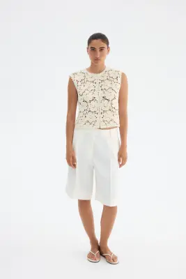 Veste sans manches façon crochet - Crème — photo 2