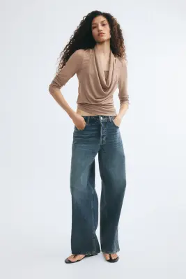 Top à effet superposé en maille - Taupe chiné — photo 1