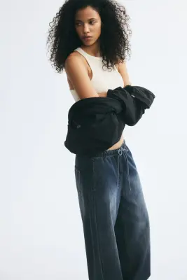 Pantalon barrel - Bleu denim foncé — photo 2