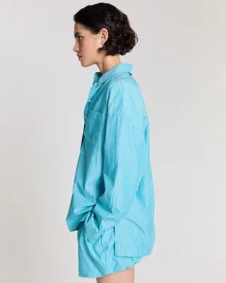 Chemise Hector rayures turquoise — photo 4