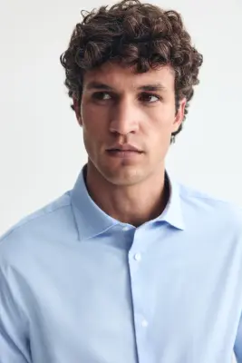 Chemise Slim Fit en coton - Bleu — photo 4