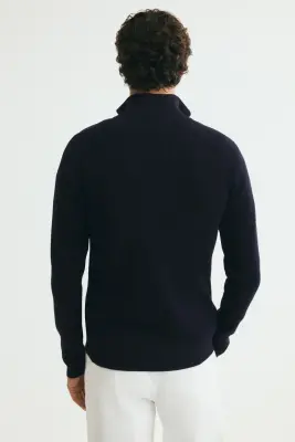 Gilet Slim Fit en maille côtelée - Bleu marine — photo 2