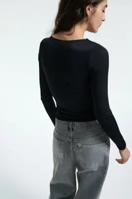Top découpé en jersey - Noir — photo 4