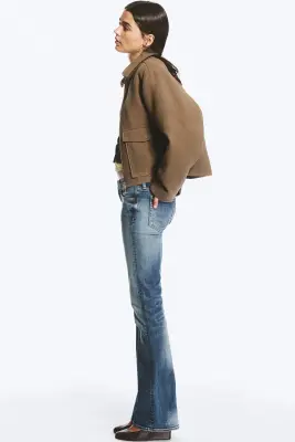 Veste zippée carrée courte - Marron doux — photo 3