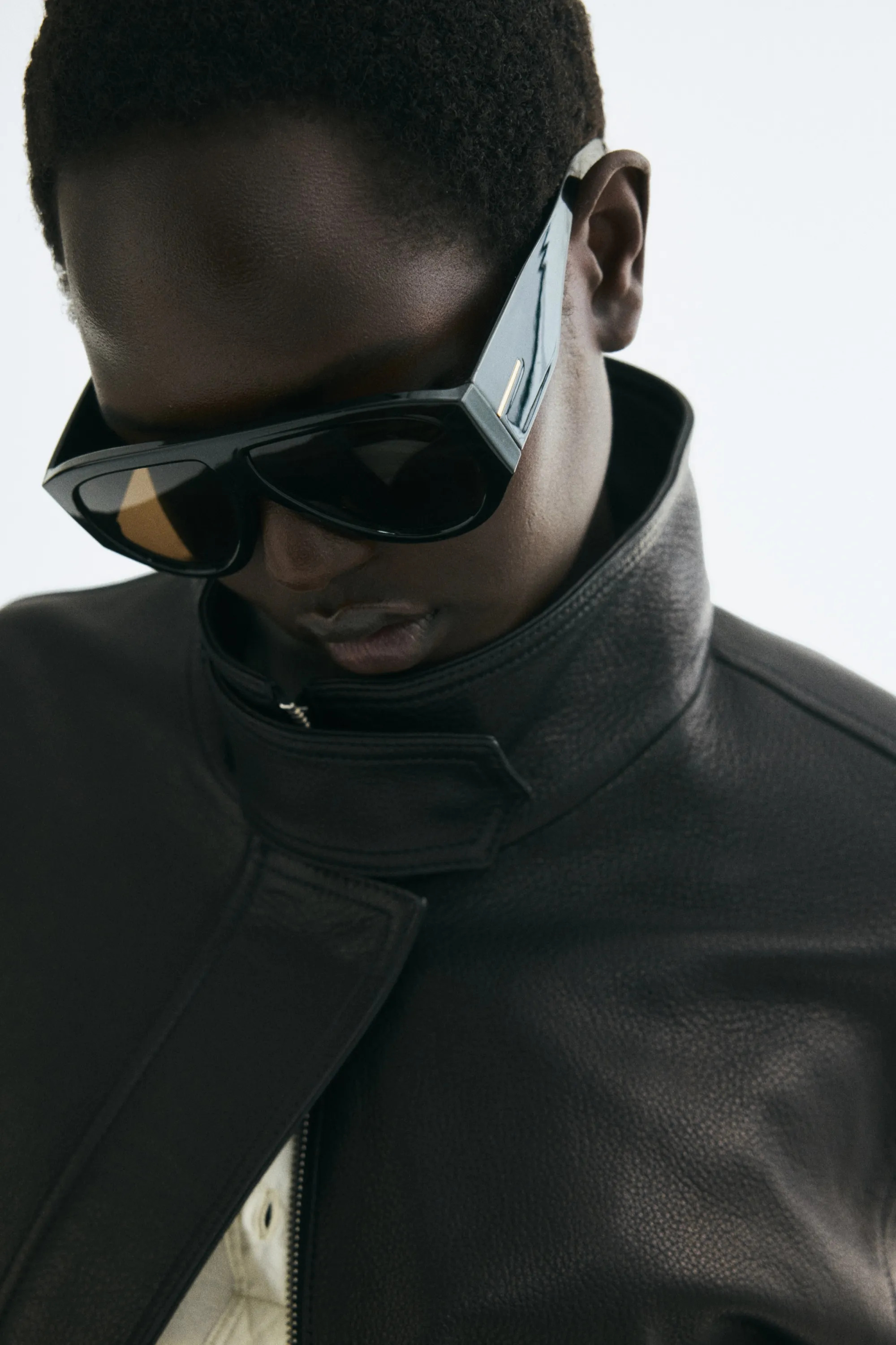 Veste oversize en cuir - Noir