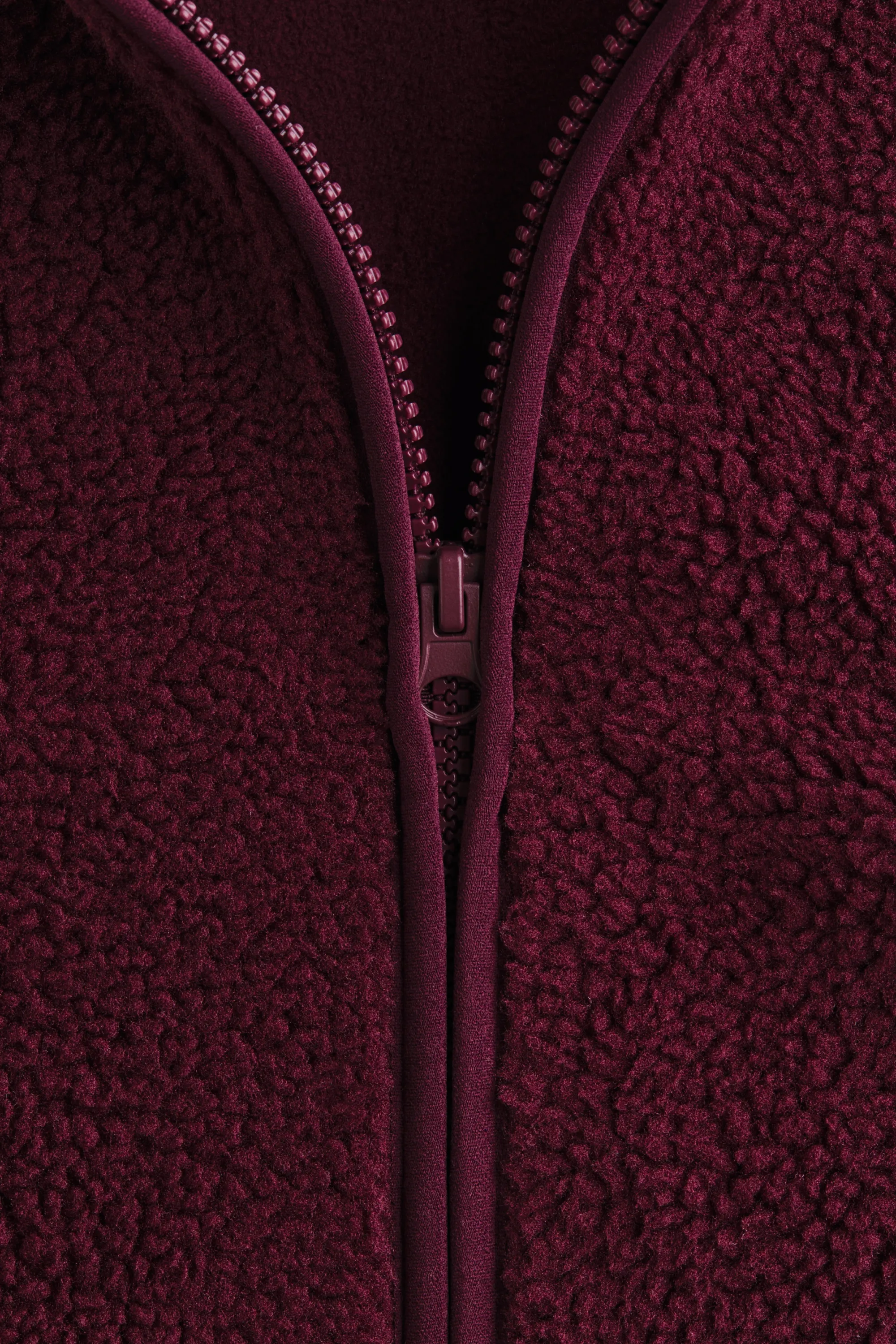 Veste de sport Loose Fit en tissu Teddy bear - Rouge cerise