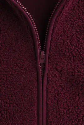 Veste de sport Loose Fit en tissu Teddy bear - Rouge cerise — photo 1