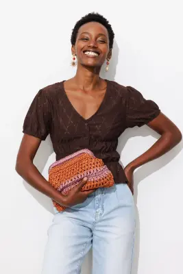 T-shirt smocké ajouré Femme — photo 2