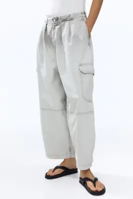 Barrel Regular Waist Ankle Jeans - Gris denim clair — photo 1