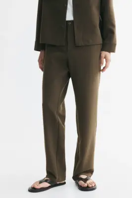 Pantalon Regular Fit en twill - Vert kaki foncé — photo 1
