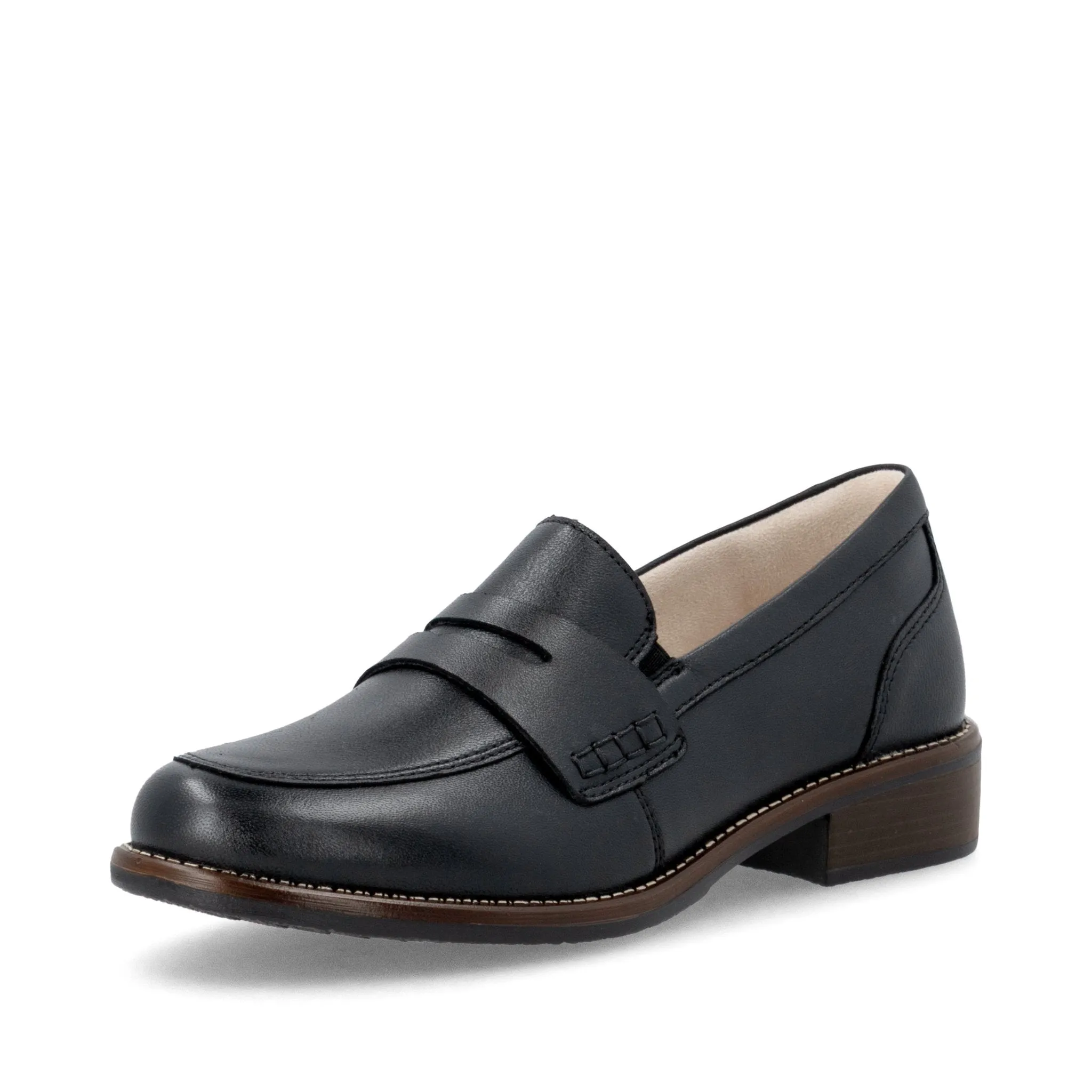 Mocassins Remonte D0F05-00 Noirs - Cuir Lisse Talon Plat Grande Pointure Femme