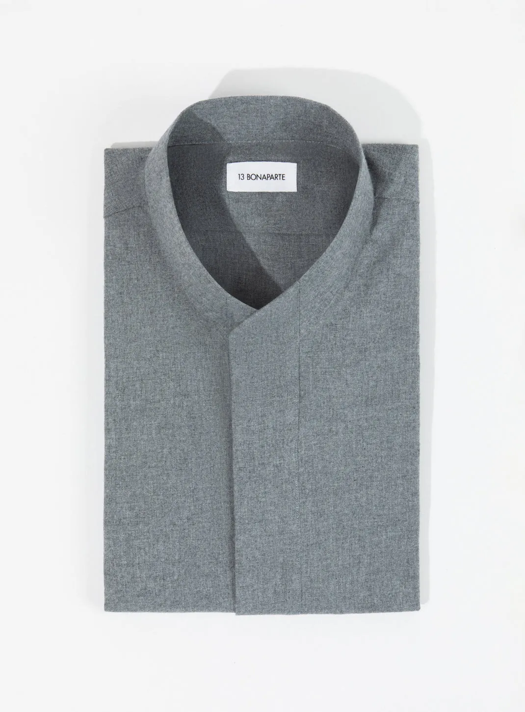 Origami Collar Shirt in Heather Gray Cotton Flannel