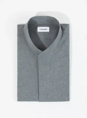 Origami Collar Shirt in Heather Gray Cotton Flannel
