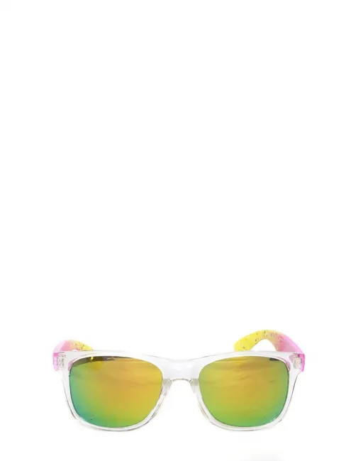 Lunettes de soleil verres miroir monture rose jaune NEUVES