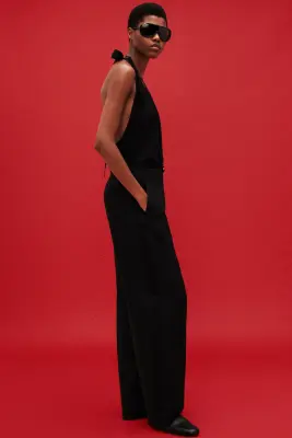 PANTALON DE TAILLEUR DROIT EN LIN MÉLANGÉ - NOIR — photo 5