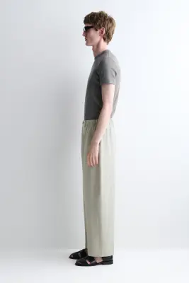 PANTALON BARREL DÉCONTRACTÉ EN LIN - VERT CLAIR — photo 2