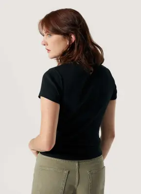 Le t-shirt côtelé - Noir — photo 3