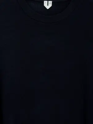 Pull en laine mérinos en maille fine - Bleu foncé — photo 4
