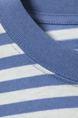 T-shirt ample à manches longues - Rayures bleu et blanc — photo 4